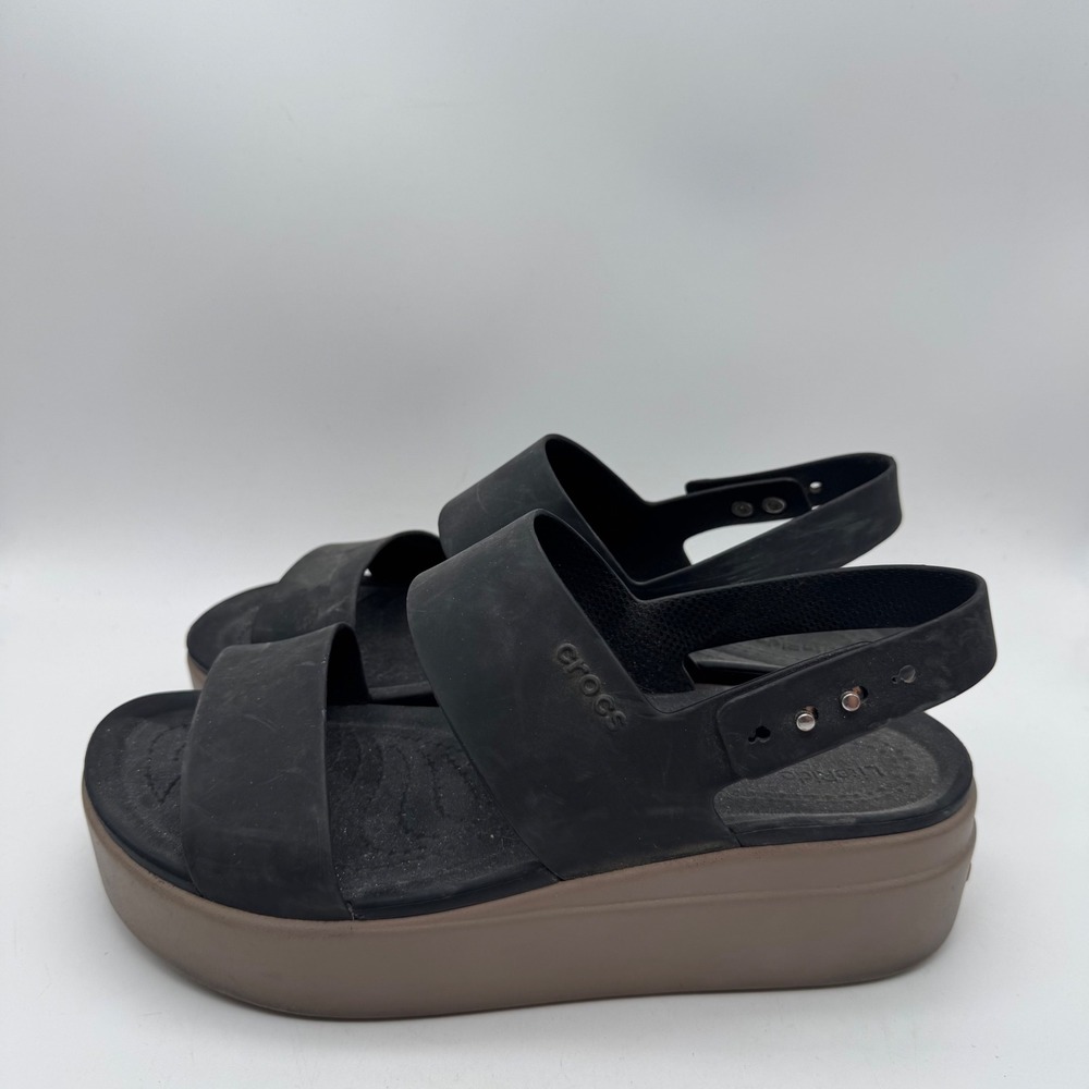 Crocs Brooklyn Low Wedge Sandals Black Mushroom LiteRide Platform Womens 8 - Picture 3 of 6